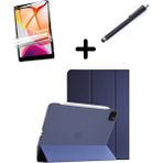 MobaxAksesuar Apple iPad Pro 11 1. 2. 3. 4. Nesil Kılıf Set Pu Deri Smart Tablet Kilifi Ekran Koruyucu + Kalem - iP Pro 11 - Lacivert