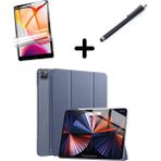 MobaxAksesuar Apple iPad Pro 11 1. 2. 3. 4. Nesil Kılıf Set Pu Deri Smart Tablet Kilifi Ekran Koruyucu + Kalem - iP Pro 11 - Lavendery Gray