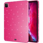 MobaxAksesuar Apple iPad Pro 11 1/2/3/4. Nesil Tablet Kılıfı Işıltılı Parlak Görünüm Koton Case 2018-2022 - iP Pro 11 4. Nesil - Koyu Pembe