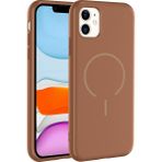 MobaxAksesuar Apple iPhone 11 Kılıf Yumuşak Dokulu M-Safe Şarj Özellikli Meta Kapak - Kahverengi - iP 11