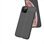 MobaxAksesuar Apple iPhone 11 Pro Max Kılıf Deri Tarzı Niss Silikon Case - Siyah - iP 11 Pro Max