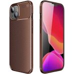 MobaxAksesuar Apple iPhone 11 Pro Max Kılıf Karbon Silikon Case Kahverengi - iP 11ProMax