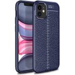 MobaxAksesuar Apple iPhone 12 Kılıf Deri Tarzı Niss Silikon Case - Lacivert - iP 12