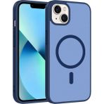 MobaxAksesuar Apple iPhone 14 Kılıf M-Safe Şarj Özellikli Mat Babet Kapak - Mavi - iP 14