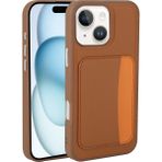 MobaxAksesuar Apple iPhone 14 Kılıf Pu Deri Kartlıklı X-Kart Silikon Kapak - Kahverengi - iP 14