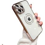 MobaxAksesuar Apple iPhone 14 Pro Max Kılıf Prıltılı Çıkartılabilir Kamera Lens Korumalı Esta Kapak - Gold