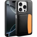 MobaxAksesuar Apple iPhone 15 Kılıf Pu Deri Kartlıklı X-Kart Silikon Kapak - Siyah - iP 15