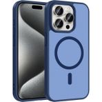 MobaxAksesuar Apple iPhone 15 Pro Kılıf M-Safe Şarj Özellikli Mat Babet Kapak - Mavi - iP 15Pro