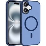 MobaxAksesuar Apple iPhone 16 Kılıf M-Safe Şarj Özellikli Mat Babet Kapak - Mavi - iP 16