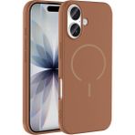 MobaxAksesuar Apple iPhone 17 Kılıf Yumuşak Dokulu M-Safe Şarj Özellikli Meta Kapak - Kahverengi - iP 17