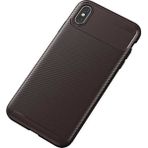 MobaxAksesuar Apple iPhone x Kılıf Karbon Silikon Case - Kahverengi - iP X