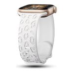 MobaxAksesuar Apple Watch 10 42MM - 38/40/41MM Kordon Leopar Desen Yumuşak Silikon Kordon 2/3/4/5/6/se/7/8/9 - Beyaz - Ap 10/11 42/38-40-41mm