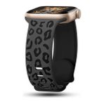 MobaxAksesuar Apple Watch 10 42mm - 38/40/41mm Kordon Leopar Desen Yumuşak Silikon Kordon 2/3/4/5/6/se/7/8/9 - Siyah - Ap 10/11 42/38-40-41mm