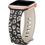 MobaxAksesuar Apple Watch 10 42MM - 38/40/41MM Kordon Leopar Desen Yumuşak Silikon Kordon 2/3/4/5/6/se/7/8/9 - Siyah - Starlight - Ap 10/11 42/38-40-41mm