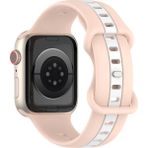 MobaxAksesuar Apple Watch 10 42mm - 38/40/41mm Kordon Line Ayarlanır Spor Kordon 2/3/4/5/6/se/7/8/9 - Pembe - Beyaz - Ap 10/11 42/38-40-41mm