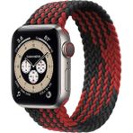 MobaxAksesuar Apple Watch 10 42mm - 38/40/41mm Kordon Medium Örgü Solo Loop Kordon 32 147mm 2/3/4/5/6/se/7/8/9 - Siyah - Kırmızı - Ap 10/11 42/38-40-41mm