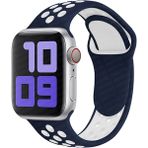 MobaxAksesuar Apple Watch 10 42mm - 38/40/41mm Kordon Nike Spor Kordon 2/3/4/5/6/se/7/8/9 - Lacivert - Beyaz - Ap 10/11 42/38-40-41mm