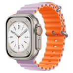 MobaxAksesuar Apple Watch 10 42mm - 38/40/41mm Kordon Ocean Silikon Kordon 2/3/4/5/6/se/7/8/9 - Lila - Turuncu - Ap 10/11 42/38-40-41mm