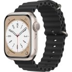 MobaxAksesuar Apple Watch 10 42mm - 38/40/41mm Kordon Ocean Silikon Kordon 2/3/4/5/6/se/7/8/9 - Siyah - Ap 10/11 42/38-40-41mm