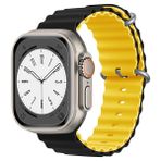 MobaxAksesuar Apple Watch 10 42mm - 38/40/41mm Kordon Ocean Silikon Kordon 2/3/4/5/6/se/7/8/9 - Siyah - Sarı - Ap 10/11 42/38-40-41mm