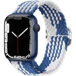 MobaxAksesuar Apple Watch 10 42mm - 38/40/41mm Kordon Örgü Tokalı Kordon 2/3/4/5/6/se/7/8/9 - Mavi - Beyaz - Ap 10/11 42/38-40-41mm