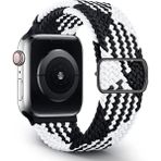 MobaxAksesuar Apple Watch 10 42mm - 38/40/41mm Kordon Örgü Tokalı Kordon 2/3/4/5/6/se/7/8/9 - Siyah - Beyaz - Ap 10/11 42/38-40-41mm