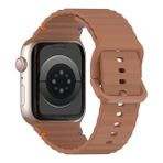 MobaxAksesuar Apple Watch 10/11 42mm-38/40/41mm Kordon Dekoratif Örgü Çizgili Spor Silikon Kayış 2/3/4/5/6/se/7/8/9 - Kahverengi - Ap 10/11 42/38-40-41mm