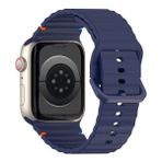 MobaxAksesuar Apple Watch 10/11 42mm-38/40/41mm Kordon Dekoratif Örgü Çizgili Spor Silikon Kayış 2/3/4/5/6/se/7/8/9 - Lacivert - Ap 10/11 42/38-40-41mm