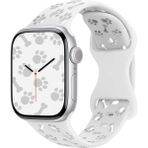 MobaxAksesuar Apple Watch 10/11 42mm-38/40/41mm Kordon Kabartmalı Gonca Kiraz Silikon Kordon 2/3/4/5/6/se/7/8/9 - Beyaz - Ap 10/11 42/38-40-41mm