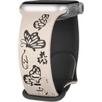 MobaxAksesuar Apple Watch 10/11 42mm-38/40/41mm Kordon Kelebek Desen Yumuşak Silikon Kordon 2/3/4/5/6/se/7/8/9 - Starlight - Siyah - Ap 10/11 42/38-40-41mm