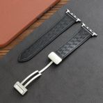 MobaxAksesuar Apple Watch 10/11 42MM-38/40/41MM Kordon Magnetli Pu Deri Kordon 2/3/4/5/6/se/7/8/9 - Siyah - Gümüş - Ap 10/11 42/38-40-41mm