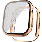 MobaxAksesuar Apple Watch 10/11 Serisi 42mm Electroplatink Çerçeveli Parlak Kenarlı Ekran Koruyuculu Sert Kasa Koruyucu 36 - Rose Gold - App 10/11 42mm