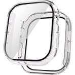 MobaxAksesuar Apple Watch 10/11 Serisi 42mm Electroplatink Çerçeveli Parlak Kenarlı Ekran Koruyuculu Sert Kasa Koruyucu 36 - Şeffaf - App 10/11 42mm