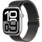 MobaxAksesuar Apple Watch 10/11 Serisi 46mm Kordon Titanyum Kelebek Klipsli Milano Loop 121 - Ap 46mm - Siyah