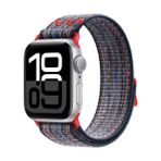 MobaxAksesuar Apple Watch 44/45/46/49mm Kordon 2023 Point Hasır Kordon Strap Kayış 2/3/4/5/6/se/7/8/9/10/11/ultra - Ap 42-44-45-46-49mm - Mavi - Kırmızı