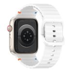MobaxAksesuar Apple Watch 44/45/46/49mm Kordon Dekoratif Örgü Çizgili Spor Silikon Kayış 2/3/4/5/6/se/7/8/9/10/11/ultra - Ap 44/45/46/49mm - Beyaz