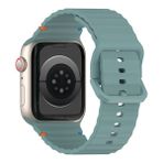 MobaxAksesuar Apple Watch 44/45/46/49mm Kordon Dekoratif Örgü Çizgili Spor Silikon Kayış 2/3/4/5/6/se/7/8/9/10/11/ultra - Ap 44/45/46/49mm - Çam Yeşili