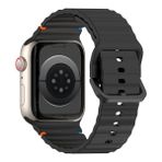 MobaxAksesuar Apple Watch 44/45/46/49mm Kordon Dekoratif Örgü Çizgili Spor Silikon Kayış 2/3/4/5/6/se/7/8/9/10/11/ultra - Ap 44/45/46/49mm - Siyah