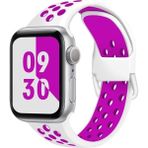 MobaxAksesuar Apple Watch 44/45/46/49mm Kordon Delikli Spor Kordon 2/3/4/5/6/se/7/8/9/10/11/ultra - Beyaz - Mor - Ap 42-44-45-46-49mm