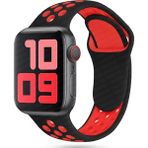 MobaxAksesuar Apple Watch 44/45/46/49mm Kordon Delikli Spor Kordon 2/3/4/5/6/se/7/8/9/10/11/ultra - Kırmızı - Siyah - Ap 42-44-45-46-49mm