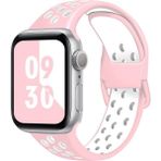 MobaxAksesuar Apple Watch 44/45/46/49mm Kordon Delikli Spor Kordon 2/3/4/5/6/se/7/8/9/10/11/ultra - Pembe - Beyaz - Ap 42-44-45-46-49mm