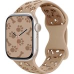 MobaxAksesuar Apple Watch 44/45/46/49mm Kordon Kabartmalı Gonca Kiraz Silikon Kordon 2/3/4/5/6/se/7/8/9/10/11/ultra - Açık Kahverengi - PATİ 44-45-46-49mm