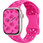 MobaxAksesuar Apple Watch 44/45/46/49mm Kordon Kabartmalı Gonca Kiraz Silikon Kordon 2/3/4/5/6/se/7/8/9/10/11/ultra - Barbie Pink - PATİ 44-45-46-49mm