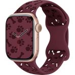 MobaxAksesuar Apple Watch 44/45/46/49mm Kordon Kabartmalı Gonca Kiraz Silikon Kordon 2/3/4/5/6/se/7/8/9/10/11/ultra - Şarap Kırmızısı - PATİ 44-45-46-49mm