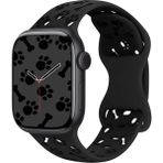 MobaxAksesuar Apple Watch 44/45/46/49mm Kordon Kabartmalı Gonca Kiraz Silikon Kordon 2/3/4/5/6/se/7/8/9/10/11/ultra - Siyah - PATİ 44-45-46-49mm