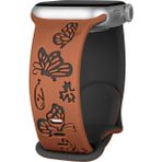 MobaxAksesuar Apple Watch 44/45/46/49mm Kordon Kelebek Desen Yumuşak Silikon Kordon 2/3/4/5/6/se/7/8/9/10/11/ultra - Klbk-Ap 42-44-45-46-49mm - Kahverengi - Siyah