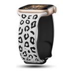 MobaxAksesuar Apple Watch 44/45/46/49mm Kordon Leopar Desen Yumuşak Silikon Kordon 2/3/4/5/6/se/7/8/9/10/11/ultra - Beyaz - Siyah - Ap 42-44-45-46-49mm