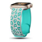MobaxAksesuar Apple Watch 44/45/46/49mm Kordon Leopar Desen Yumuşak Silikon Kordon 2/3/4/5/6/se/7/8/9/10/11/ultra - Gri - Turkuaz - Ap 42-44-45-46-49mm