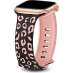 MobaxAksesuar Apple Watch 44/45/46/49mm Kordon Leopar Desen Yumuşak Silikon Kordon 2/3/4/5/6/se/7/8/9/10/11/ultra - Siyah - Pembe - Ap 42-44-45-46-49mm