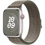 MobaxAksesuar Apple Watch 7 8 9 45MM Kordon 2023 Point Hasır Kordon Strap Kayış - Koyu Yeşil - Ap 45mm